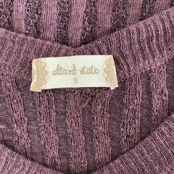 Altar’d State Ribbed Knit V Neck Long Sleeve Pullover Sweater Purple Small - Picture 4 of 5